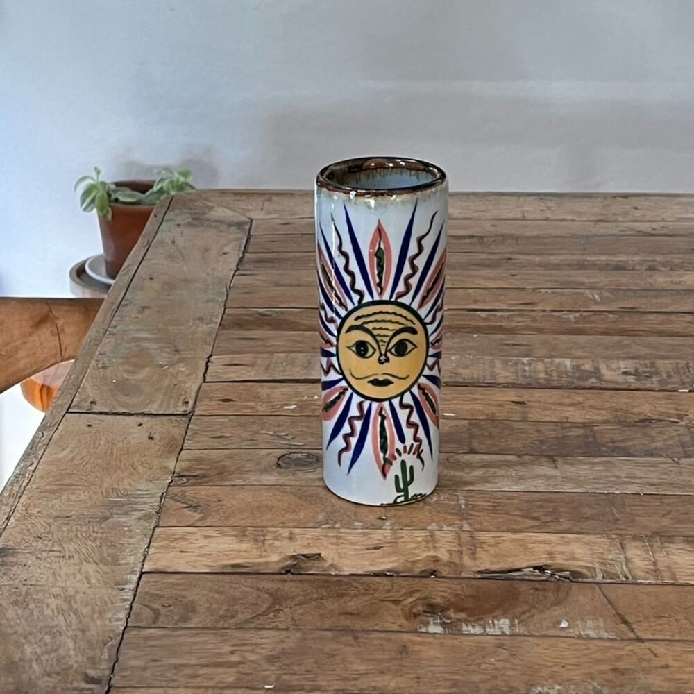 Vintage El Palomar Ceramic Tumbler Vase 7" Mexican Pottery Tonala
